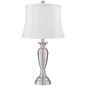 Image4 of Regency Hill Blair 25" Brushed Nickel White Shade Table Lamps Set of 2 more views