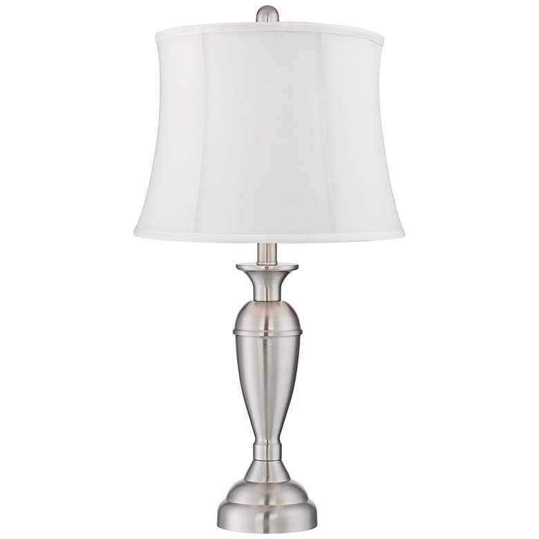 Image 4 Regency Hill Blair 25" Brushed Nickel White Shade Table Lamps Set of 2 more views