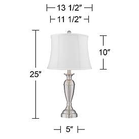 Image5 of Regency Hill Blair 25" Brushed Nickel White Shade Table Lamps Set of 2 more views