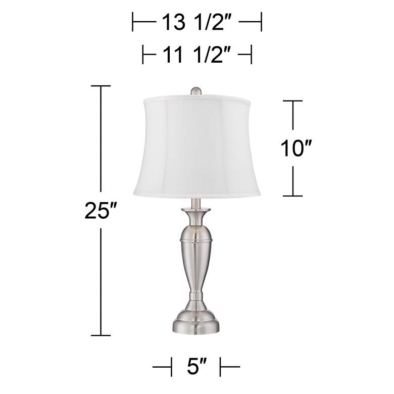 Image 5 Regency Hill Blair 25" Brushed Nickel White Shade Table Lamps Set of 2 more views