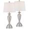 Regency Hill Blair 26" Brushed Nickel Lamps Set with Acrylic Risers