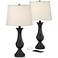 Regency Hill Blakely Dark Bronze LED USB Ports Touch Table Lamps Set of 2