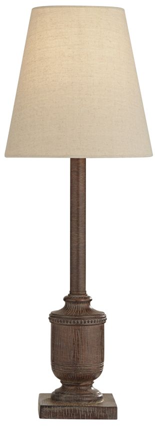 Image 2 Regency Hill Bledlow Dark Charcoal Faux Wood Urn Table and Floor Lamp Set more views