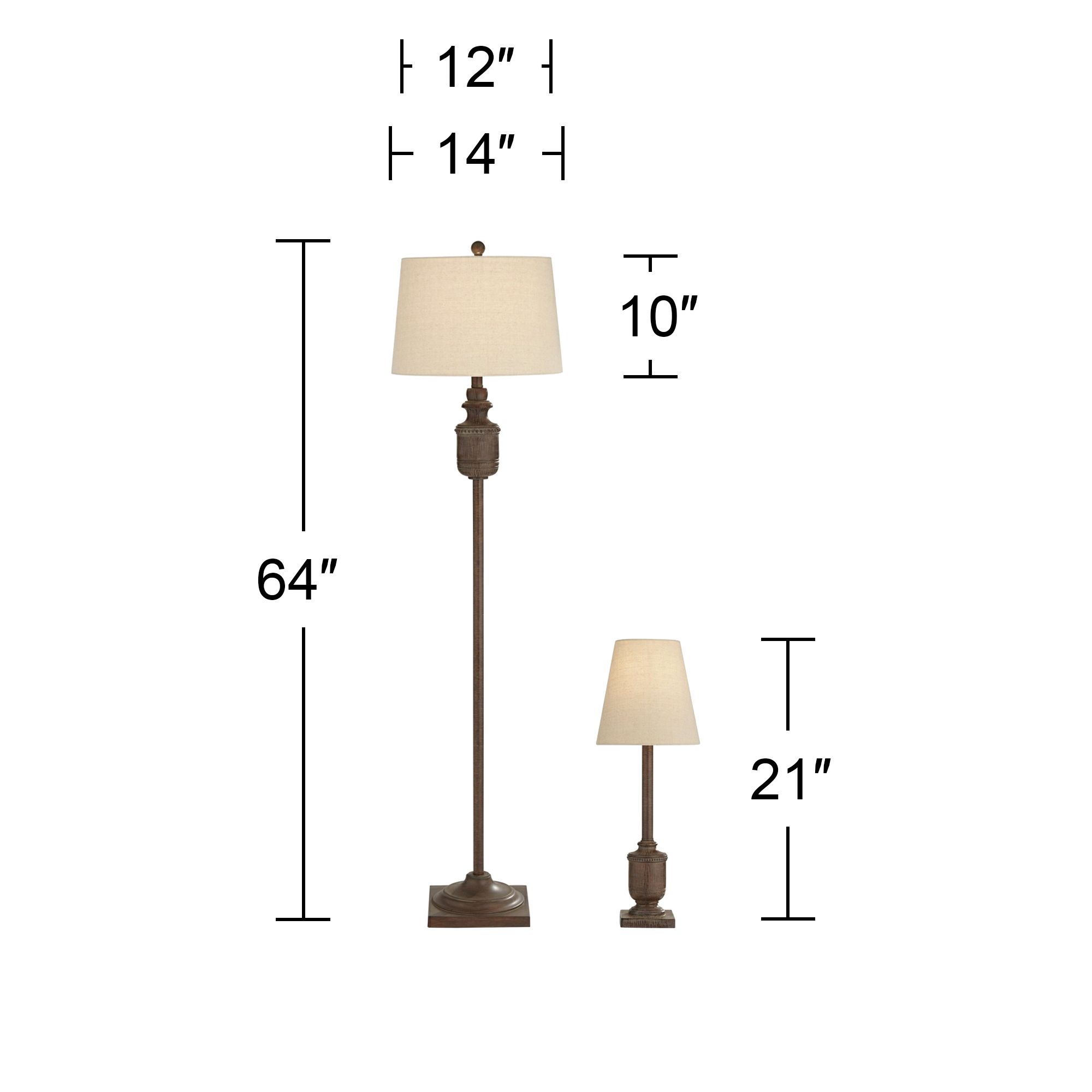 Image 4 Regency Hill Bledlow Dark Charcoal Faux Wood Urn Table and Floor Lamp Set more views