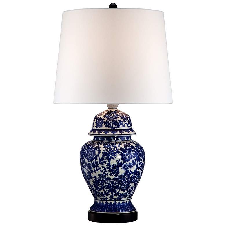 Image 3 Regency Hill Blue and White Porcelain Temple Jar Table Lamp