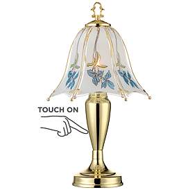 Image3 of Regency Hill Blue Flower 18" High Touch On-Off Accent Table Lamp