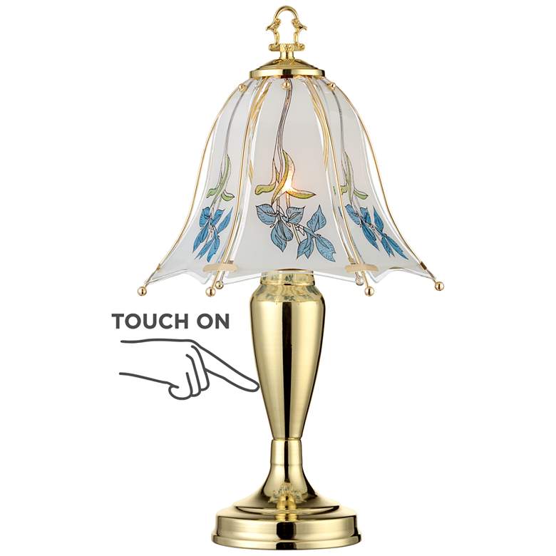 Image 3 Regency Hill Blue Flower 18 inch High Touch On-Off Accent Table Lamp