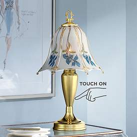 Image2 of Regency Hill Blue Flower 18" High Touch On-Off Accent Table Lamp
