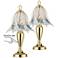 Regency Hill Blue Flower 18" High Touch On-Off Table Lamps Set of 2