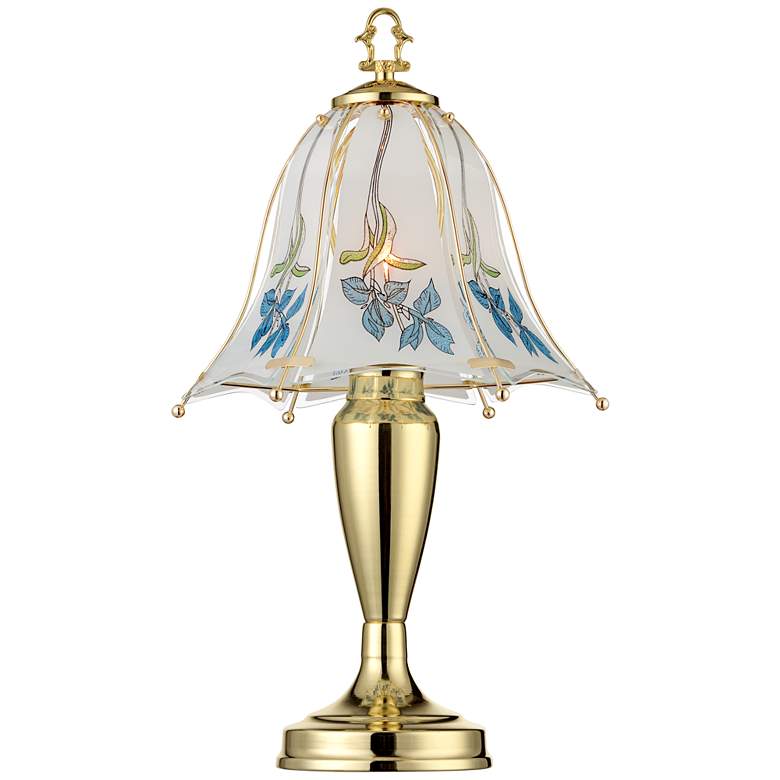 Image 2 Regency Hill Blue Flower 18 inch High Touch On-Off Table Lamps Set of 2 more views