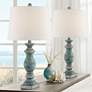 Regency Hill Blue-Gray Weathered Faux Wood Table Lamps Set of 2
