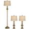 Regency Hill Bly Faux Light Wood Finish Table and Floor Lamp Set