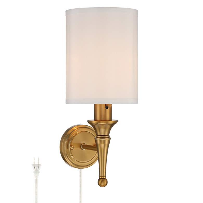 Image 2 Regency Hill Braidy 16 3/4" Warm Gold Traditional Plug-In Wall Sconce