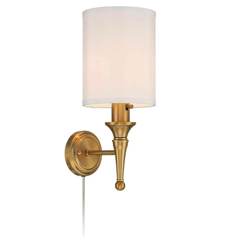 Image 6 Regency Hill Braidy 16 3/4 inch Warm Gold Traditional Plug-In Wall Sconce more views