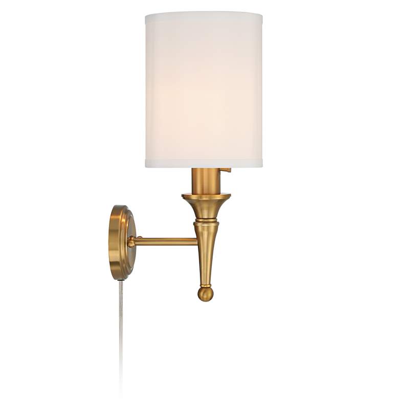 Image 7 Regency Hill Braidy 16 3/4" Warm Gold Traditional Plug-In Wall Sconce more views