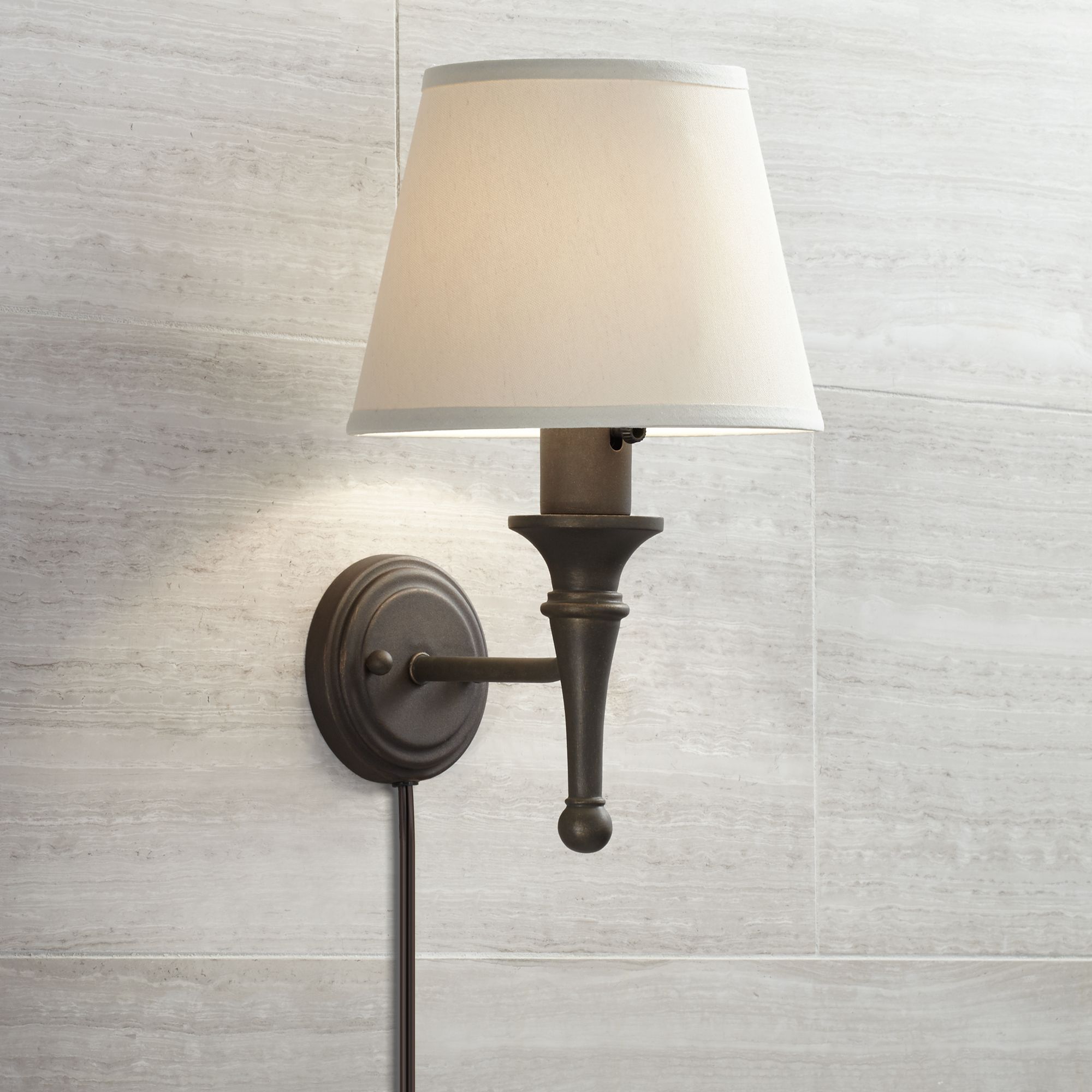 Regency Hill Braidy Bronze Finish Traditional Plug-In Wall Sconce ...