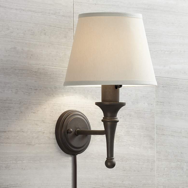Image 7 Regency Hill Braidy Traditional Bronze Plug-In Wall Sconces Set of 2 more views