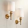Regency Hill Braidy Warm Gold Traditional Plug-In Wall Sconces Set of 2