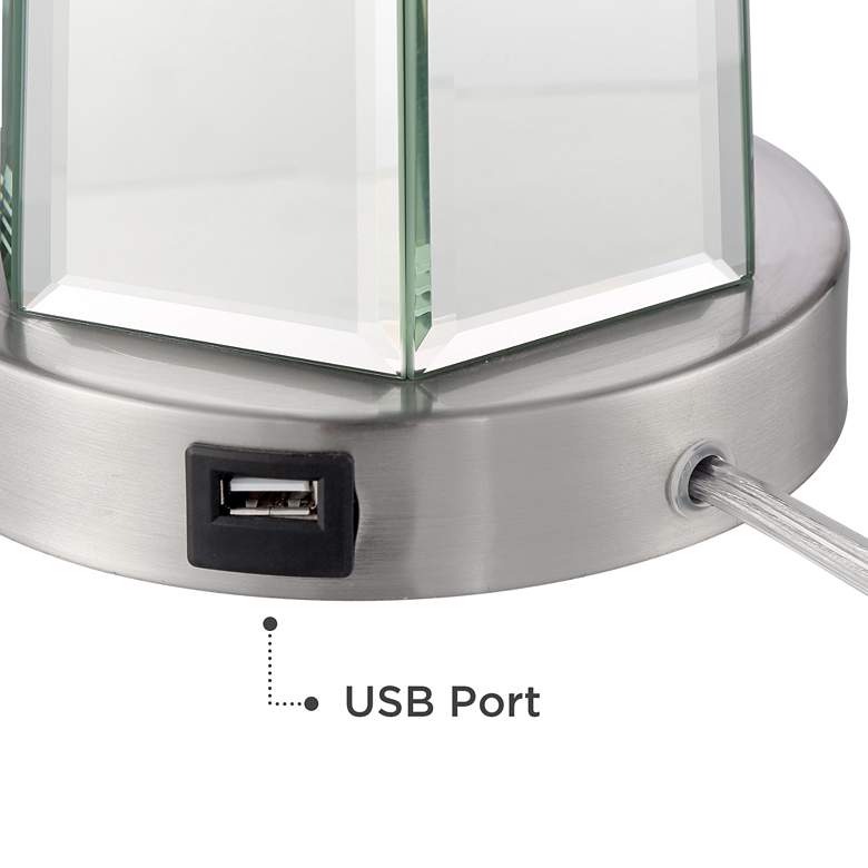 Image 6 Regency Hill Braydon 28" High Mirrored Column USB Table Lamps Set of 2 more views