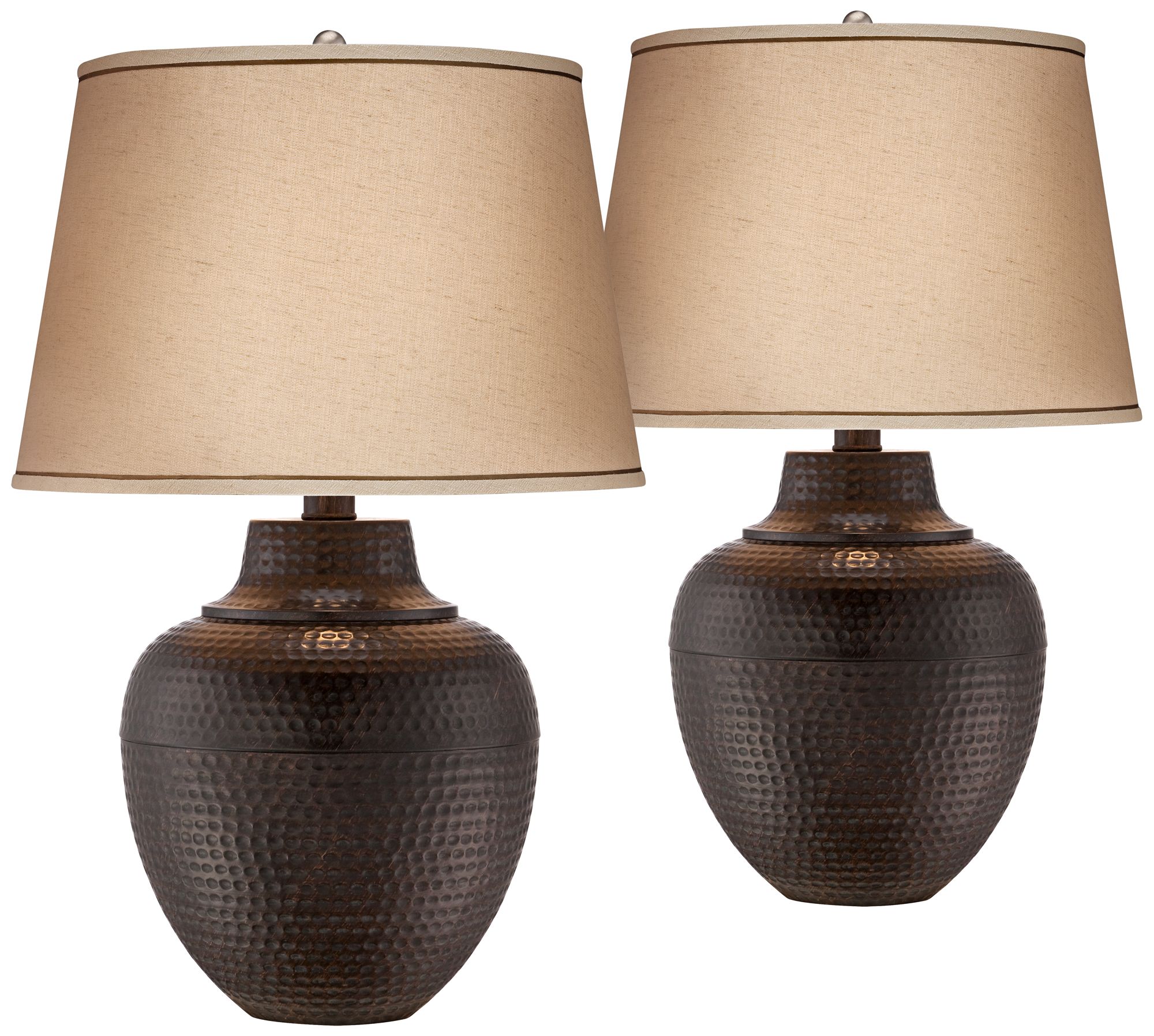 Image 2 Regency Hill Brighton 27 1/4" Hammered Bronze Table Lamps Set of 2
