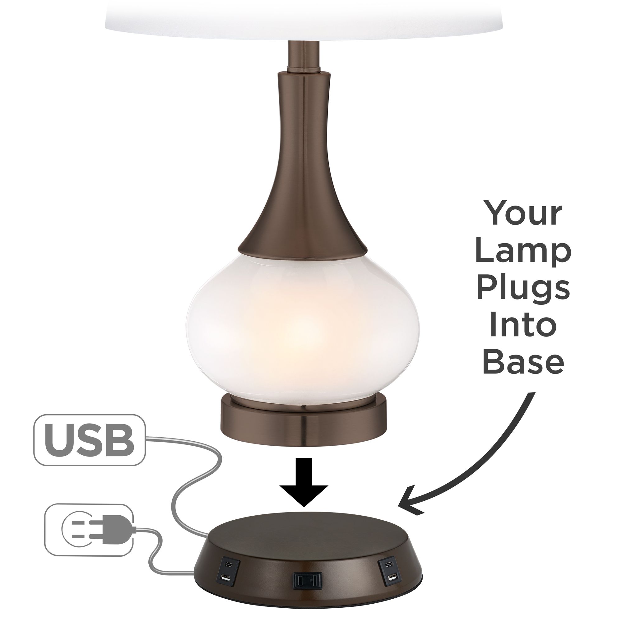 Image 3 Regency Hill Brighton 27 1/4" Pot Lamp with USB Workstation Base more views