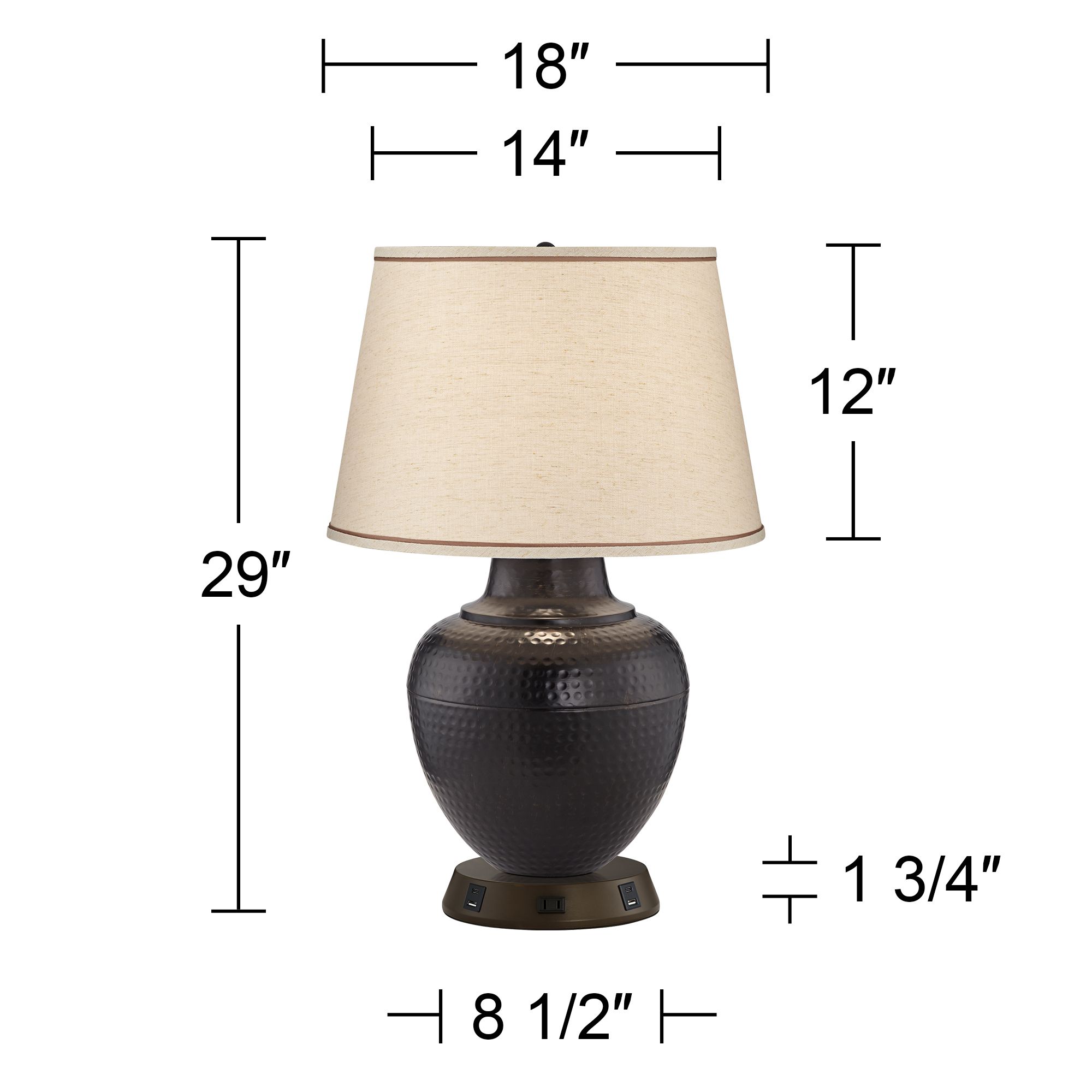 Regency Hill Brighton 27 1/4" Pot Lamp with USB Workstation Base