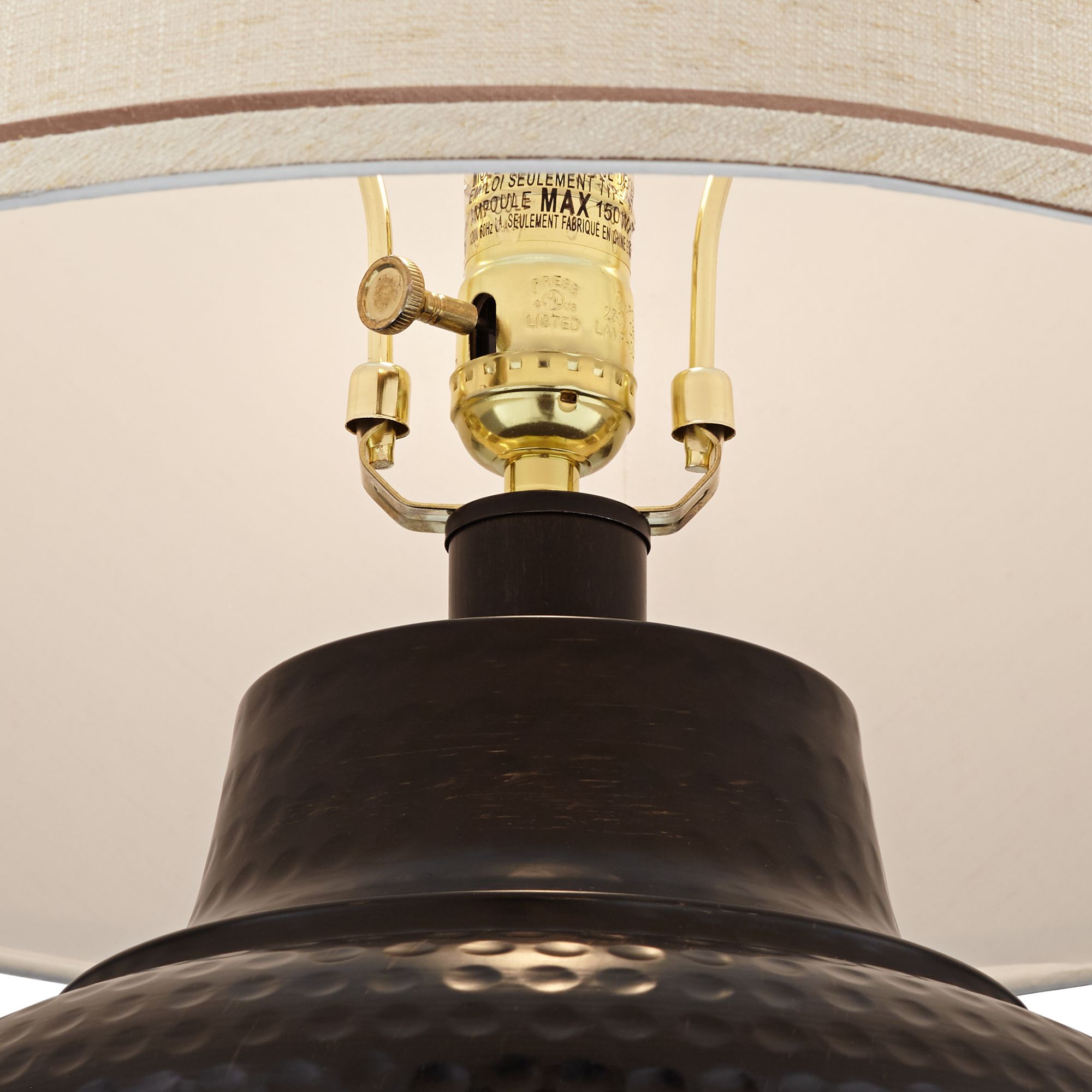 Image 4 Regency Hill Brighton Hammered Bronze Table Lamp with Table Top Dimmer more views