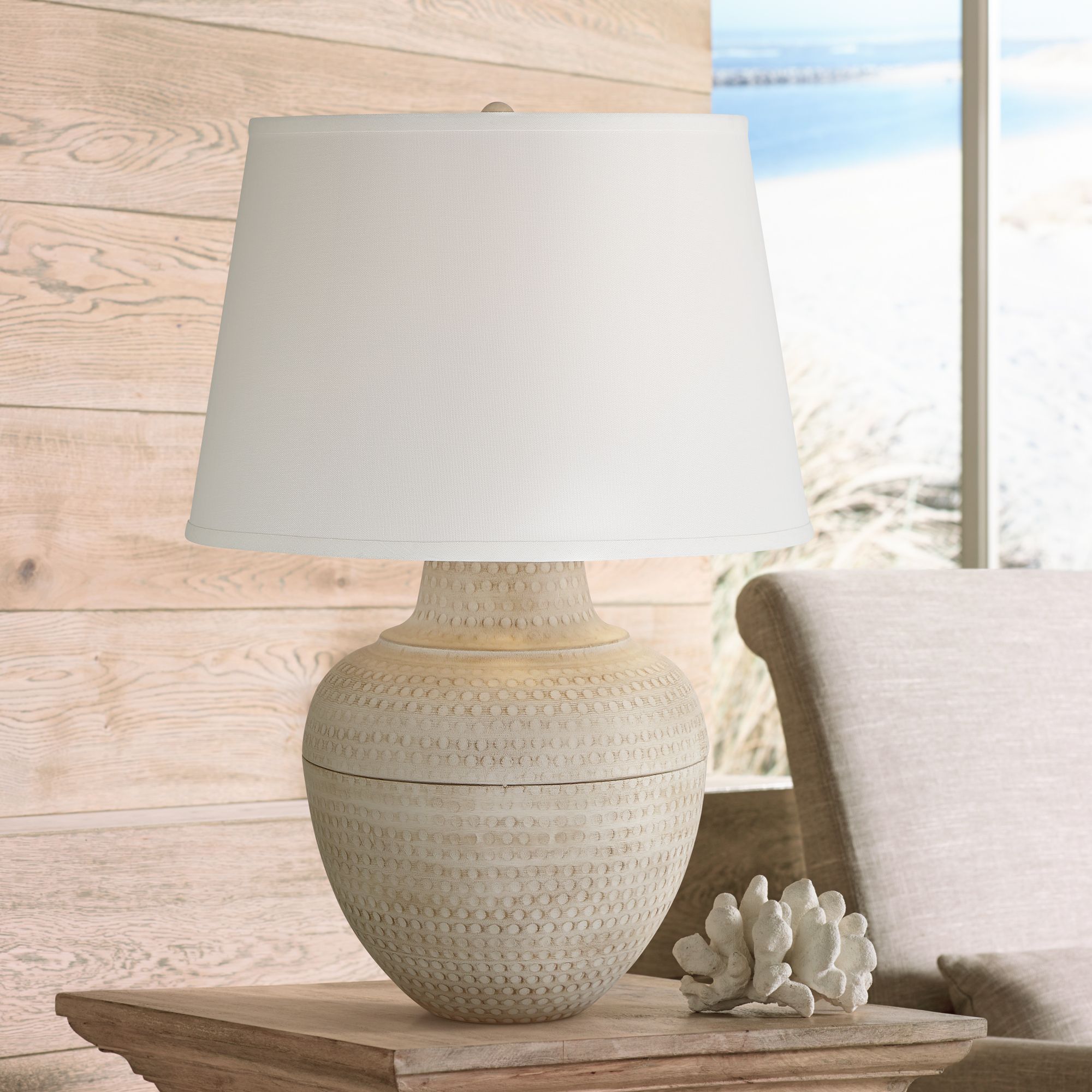 Regency Hill Brighton Hammered Pot Farmhouse Table Lamps Set of 2