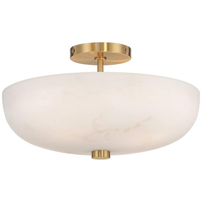 Image 2 Regency Hill Brock 16" Wide Warm Gold Faux Alabaster Ceiling Light