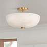 1_Regency Hill Brock 16" Wide Warm Gold Faux Alabaster Ceiling Light