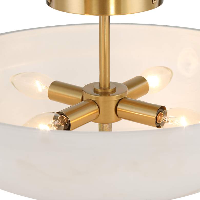Image 4 Regency Hill Brock 16" Wide Warm Gold Faux Alabaster Ceiling Light more views