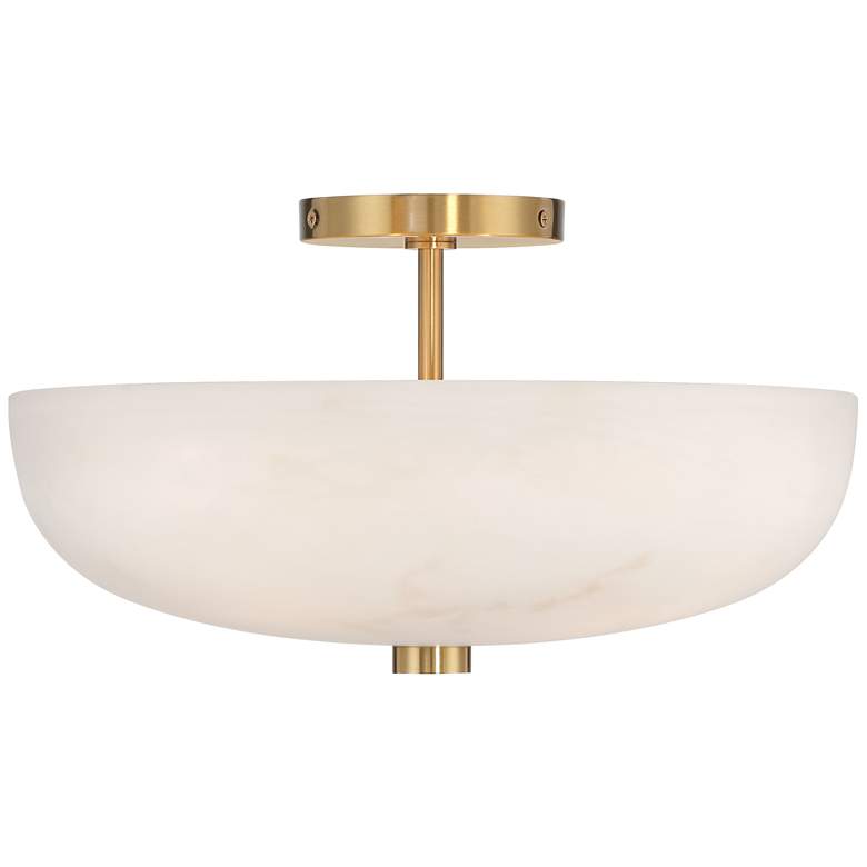 Image 5 Regency Hill Brock 16" Wide Warm Gold Faux Alabaster Ceiling Light more views