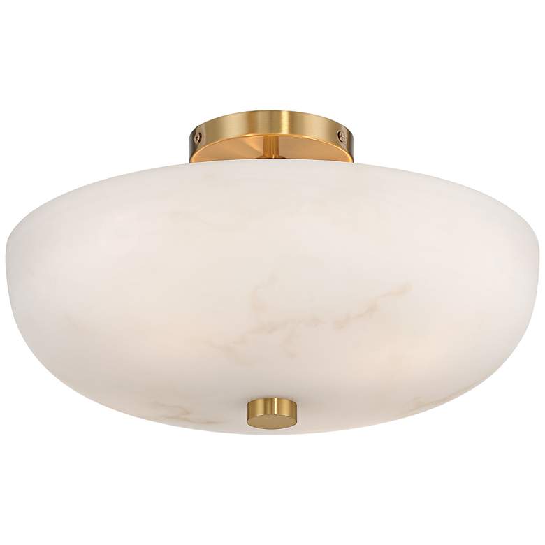 Image 6 Regency Hill Brock 16" Wide Warm Gold Faux Alabaster Ceiling Light more views