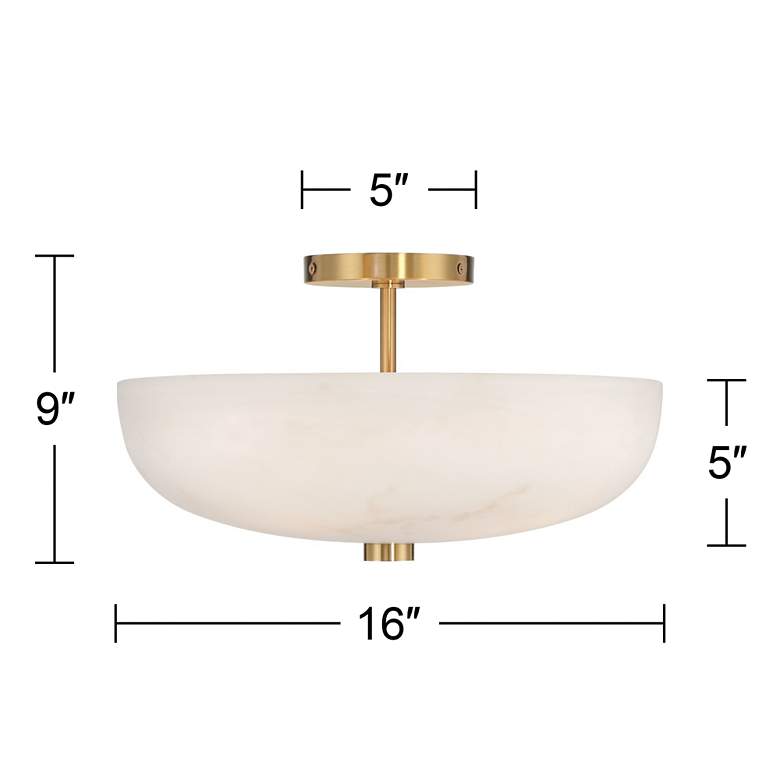 Image 7 Regency Hill Brock 16" Wide Warm Gold Faux Alabaster Ceiling Light more views