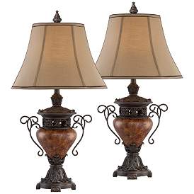 Image2 of Regency Hill Bronze Crackle Large Urn Traditional Table Lamps Set of 2