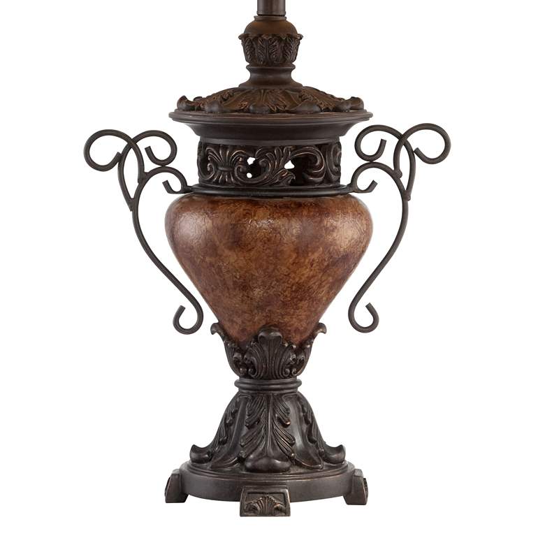 Image 4 Regency Hill Bronze Crackle Traditional Urn Table Lamp with USB Cord Dimmer more views