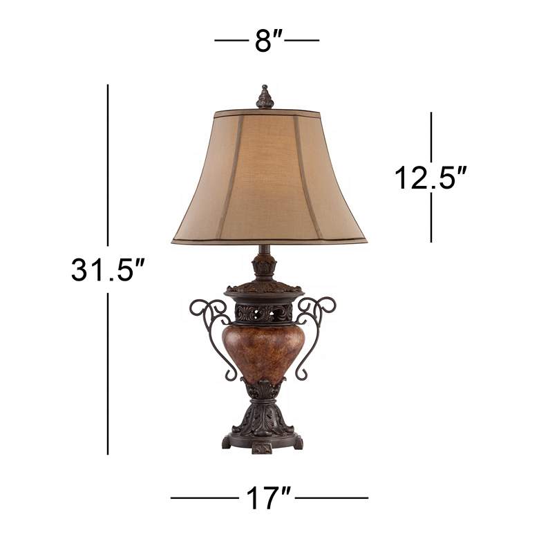 Image 7 Regency Hill Bronze Crackle Traditional Urn Table Lamp with USB Cord Dimmer more views