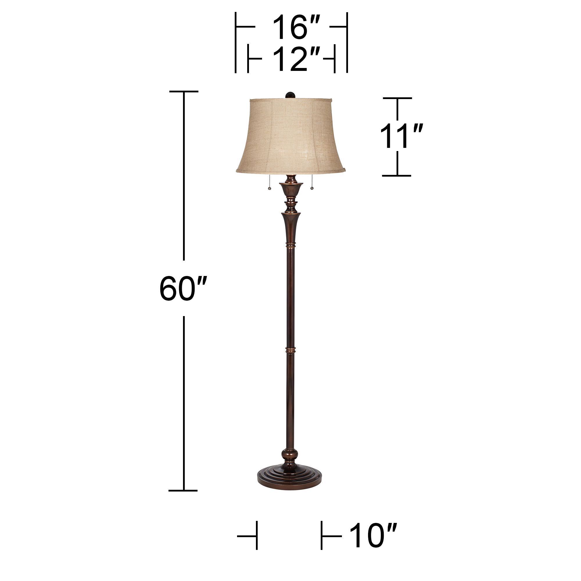 Watch A Video About the Brooke Twin Pull Chain Traditional Bronze Floor Lamp
