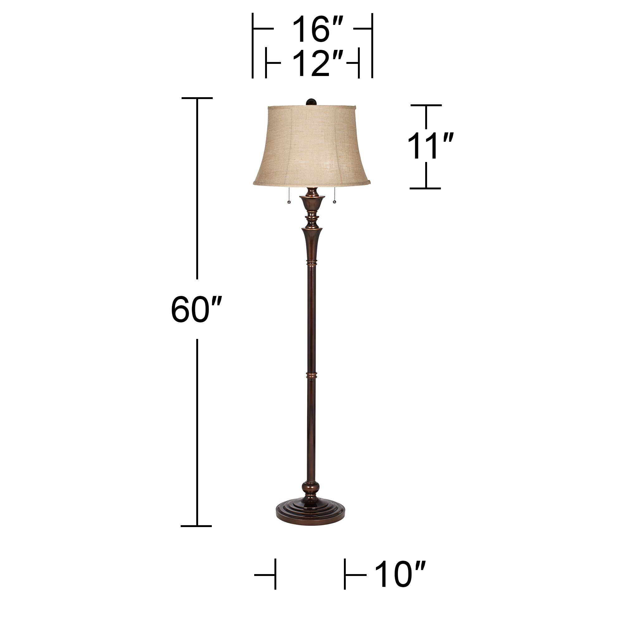 Regency Hill Brooke Pull Chain Traditional Bronze Floor Lamps Set of 2