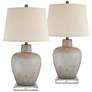 Regency Hill Brushed Gray Designer Urn Table Lamps Set of 2 with Risers