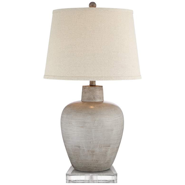 Image 5 Regency Hill Brushed Gray Designer Urn Table Lamps Set of 2 with Risers more views