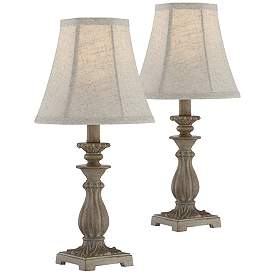 Image1 of Regency Hill Cali 19" Beige Candlestick Accent Table Lamps Set of 2