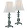 Regency Hill Cali 19" Blue Candlestick Accent Table Lamps - Set of 2