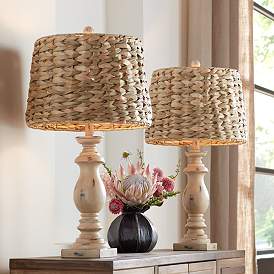 Image2 of Regency Hill Carlisle Weathered Sea Grass Shades Table Lamps Set of 2