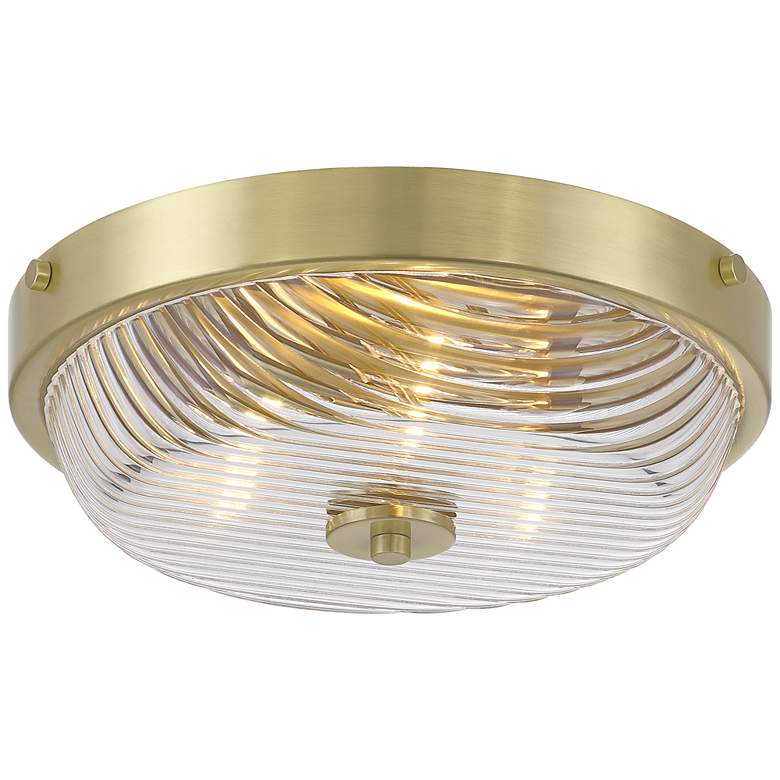 Image 2 Regency Hill Carmine 12" Wide Brass and Glass Bowl Ceiling Light