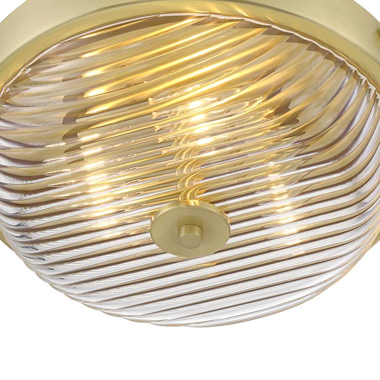 Image 4 Regency Hill Carmine 12" Wide Brass and Glass Bowl Ceiling Light more views
