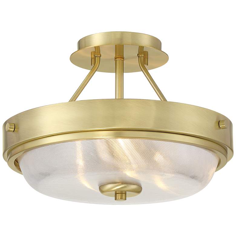Image 2 Regency Hill Carmine 13" Wide Brass and Glass Ceiling Light