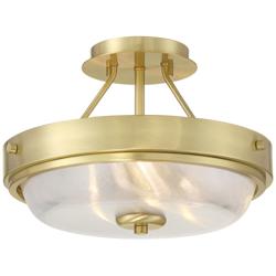 Regency Hill Carmine 13" Wide Brass and Glass Ceiling Light