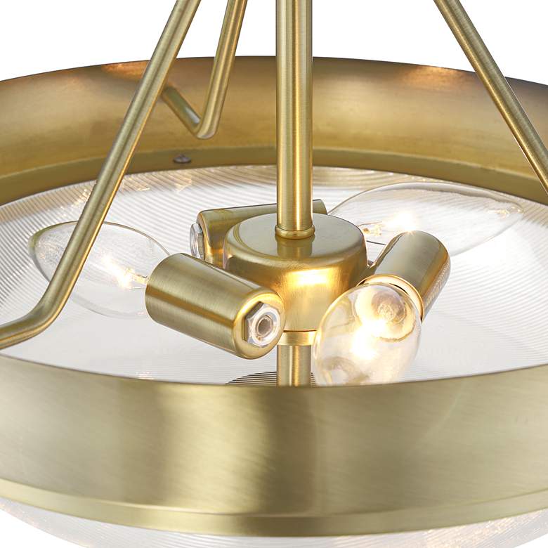 Image 5 Regency Hill Carmine 13" Wide Brass and Glass Ceiling Light more views