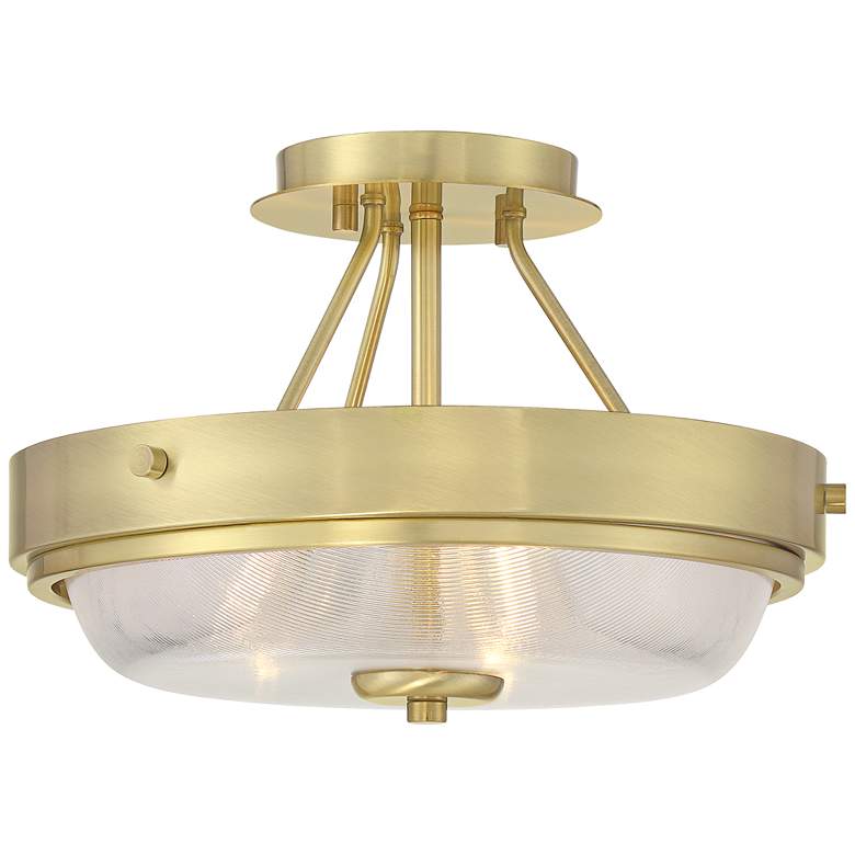 Image 6 Regency Hill Carmine 13" Wide Brass and Glass Ceiling Light more views